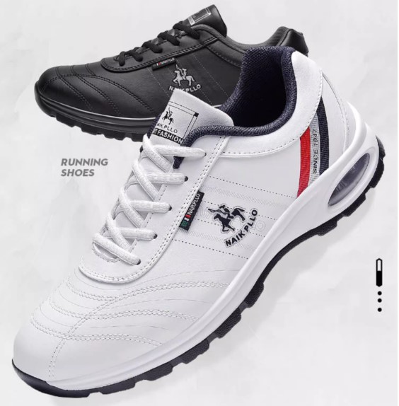 รองเท้าผ้าใบผู้ชายหนังแท้ Polo แนว Sport ใช้ได้ทุกโอกาสมีให้เลือกสีดำสีขาว 467534
