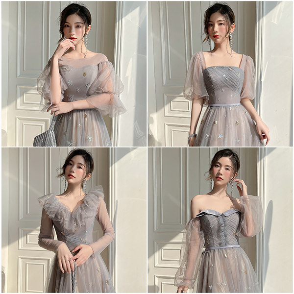 ชุดเพื่อนเจ้าสาวสีเทา ชุดเพื่อนเจ้าสาว ชุดไปงานแต่งงาน