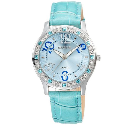 นาฬิกาข้อมือ ผู้หญิง สายหนัง ฝังเพชร คริสตัล ออสเตเรีย รอบตัวเรือน เพิ่มความ หรูหรา มีระดับ สีฟ้า สวยใส สีขาว เรียบร้อย ชมพู สวยหวาน 738828