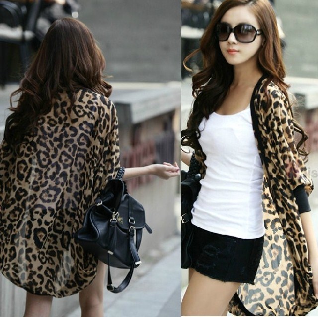 เสื้อคลุมแฟชั่น ผ้าชีฟองลายเสือ ใส่คลุมเก๋ๆ ใส่สบาย พร้อมส่งจ้า