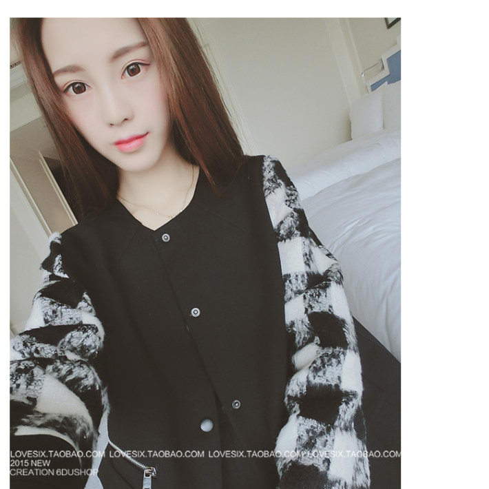 เสื้อกันหนาว สไตล์เกาหลี แต่งผ้าขนลายสก๊อตที่แขนนิ่ม ผ้าใยสังเคราะห์ เนื้อนุ่มลื่น แบบเก๋ พร้อมส่ง BLACK