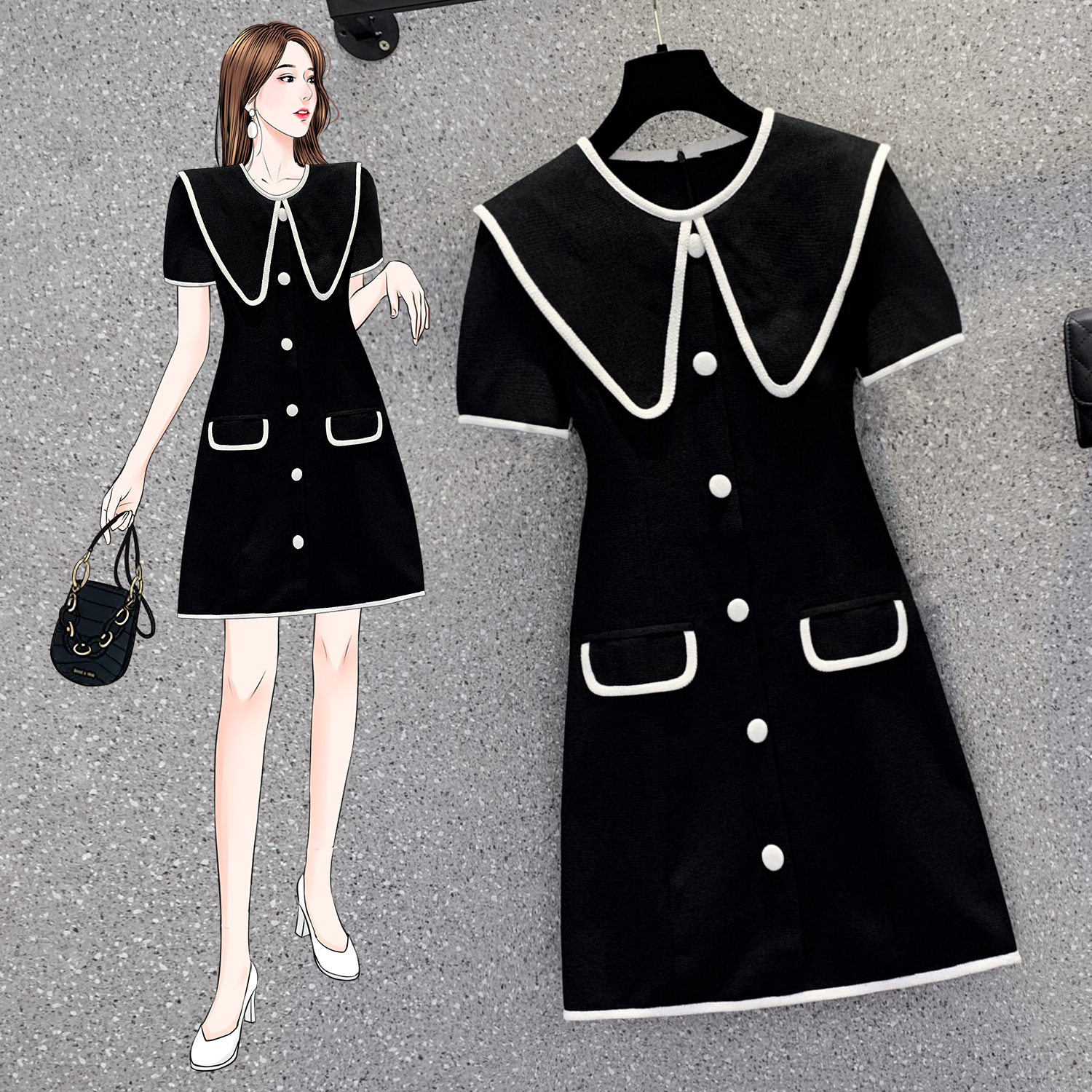 เดรสแขนสั้น มีไซส์ L-4XLอก 38-47 นิ้ว ใส่ได้ทั้งสาวหุ่นดีน่ารักจนถึงสาวอวบพลัสไซส์