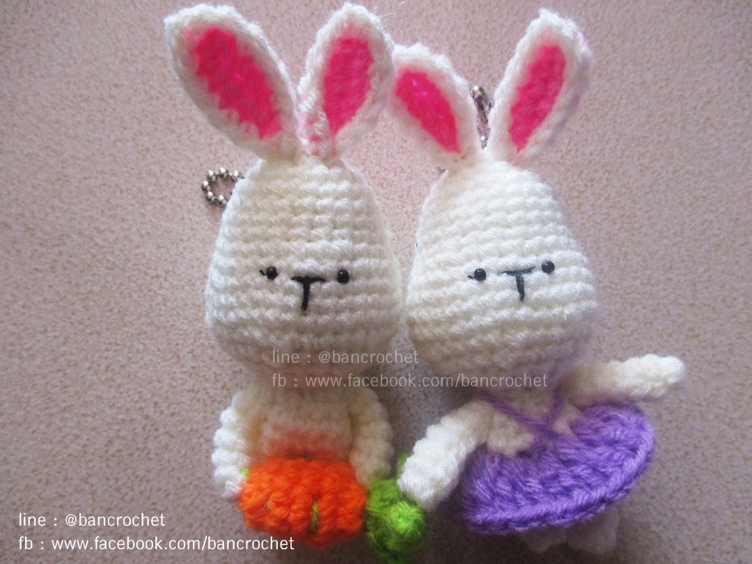 กระต่ายถักคู่รัก สีม่วง