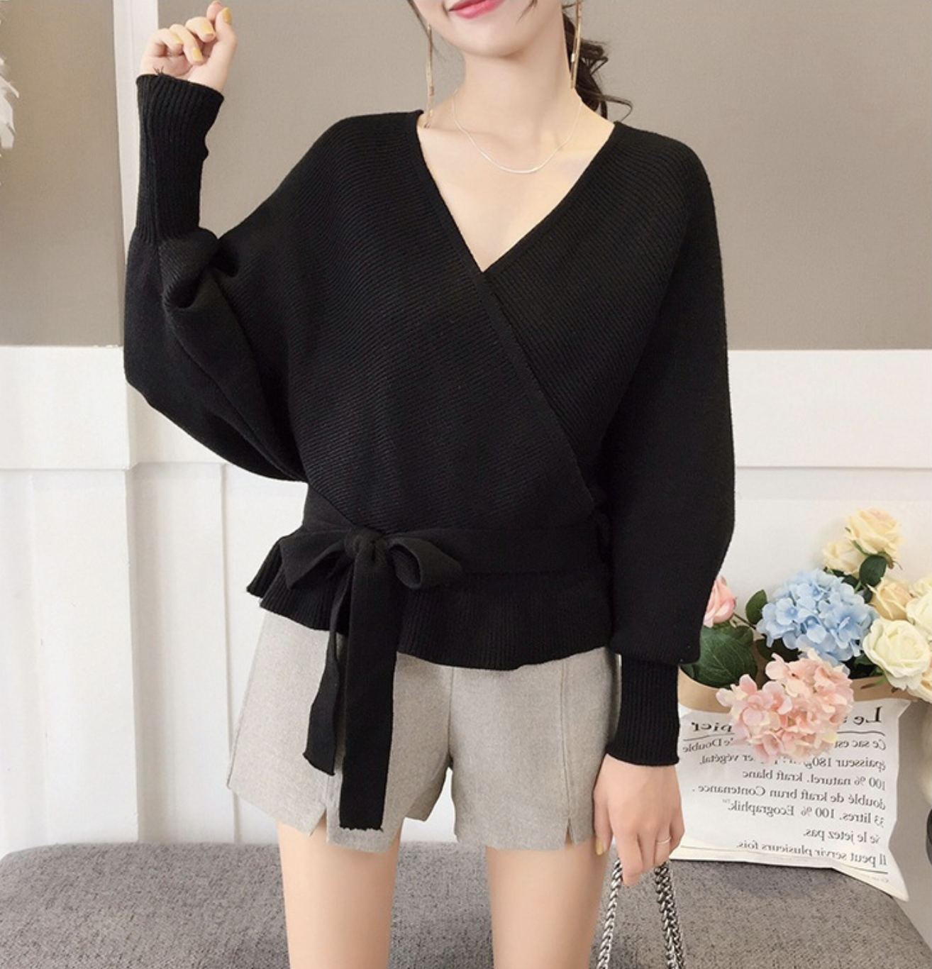 เสื้อไหมพรม ทรงสวย เซ็กซี่ โชว์แผ่นหลัง จั๊มเอว พร้อมส่ง