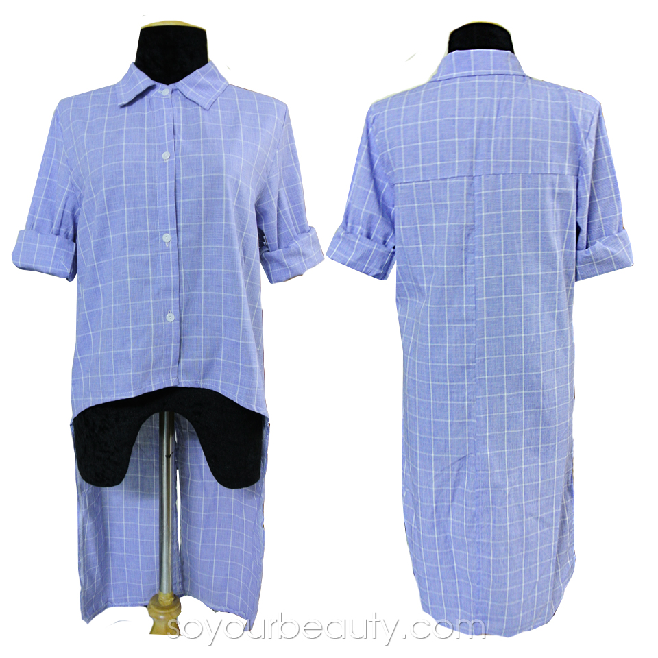 เสื้อเชิ้ตผู้หญิงหน้าสั้นหลังยาว