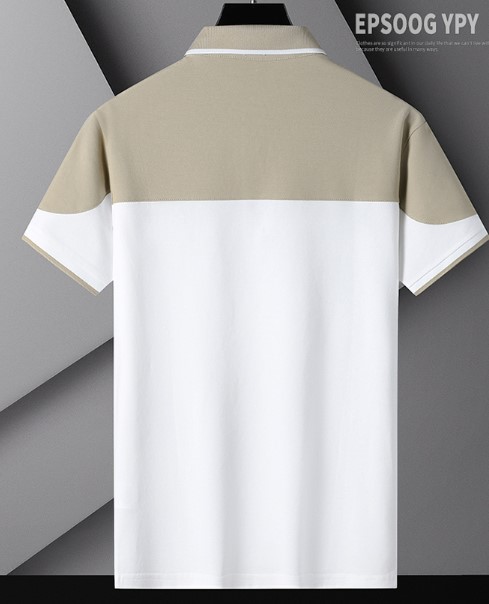 เสื้อ polo ผู้ชาย แขนสั้น เสื้อคอปก สีทูโทน แบบสวย ดีไซน์เก๋ สีขาว กากี ดำ กากี แฟชั่น เสื้อสีทูโทน 141001