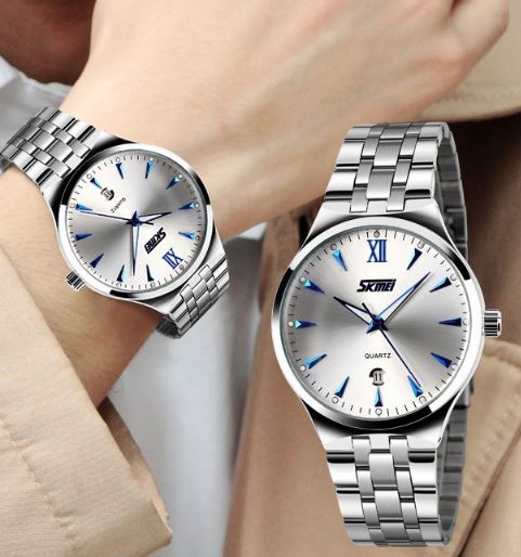 นาฬิกาข้อมือ ผู้ชาย สาย stainless แท้ สีเงิน นาฬิกาสีเงิน แบบผู้ใหญ่ ใส่ทำงาน สาย 4 แถว หน้าปัดเรืองแสง มีระบบวันที่ หน้าปัดใหญ่ เรียบหรู 894010