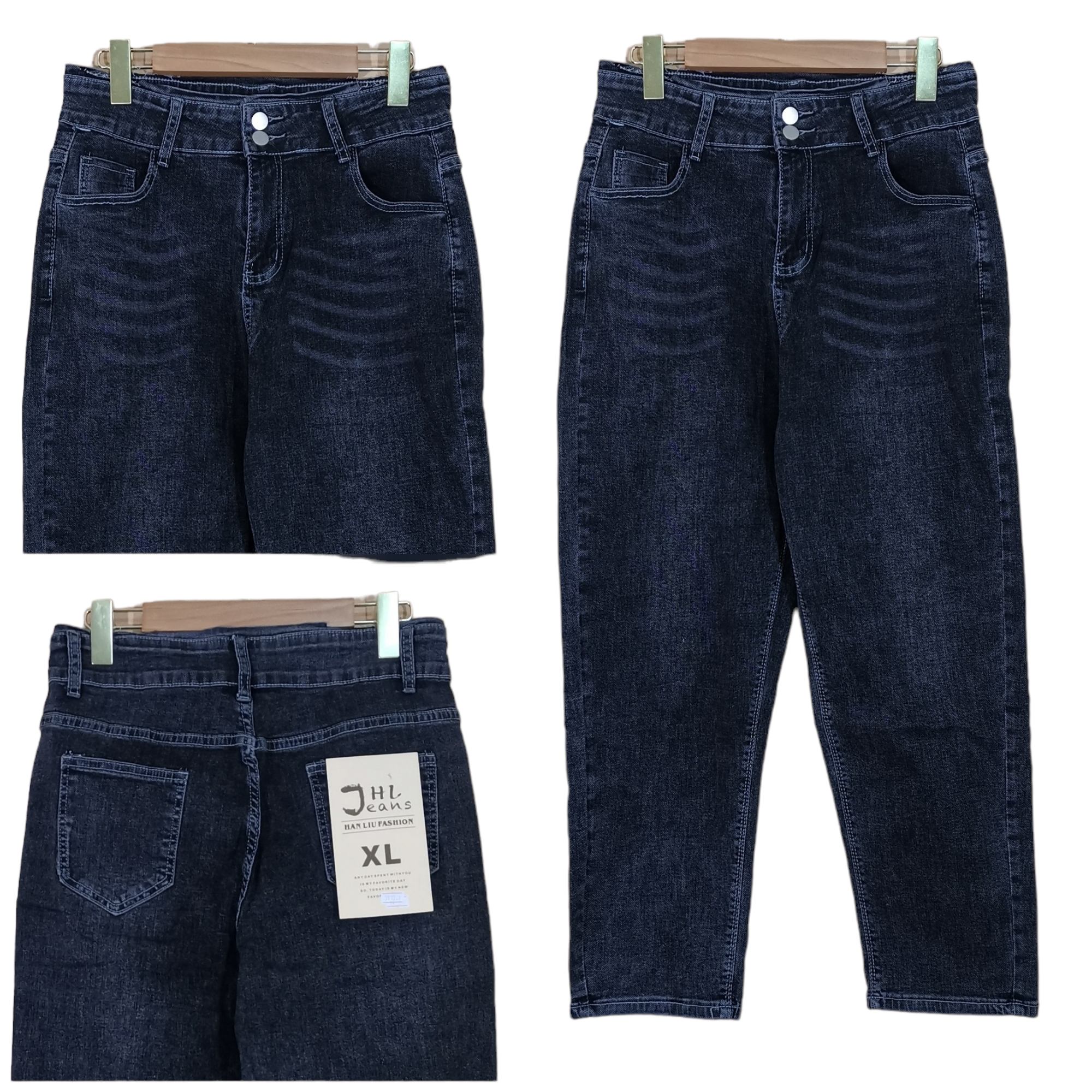 Jeans309 กางเกงยีนส์ขายาวสาวอวบเอวสูงสีดำ แฟชั่นนำเข้าเกรดพรีเมียม ผ้ายีนส์แท้ยีนส์ฟอกยืดนิ่มใส่สบาย ผ้านุ่มน่าใส่ทรงสวยงานดี แมทช์กับอะไรก็เข้า