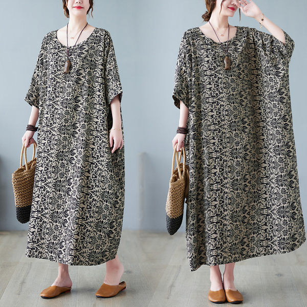 เสื้อทีเชิ้ตคนอ้วนผู้หญิงสไตล์คอตตอนลินินมีไซต์อก 47-48 นิ้ว