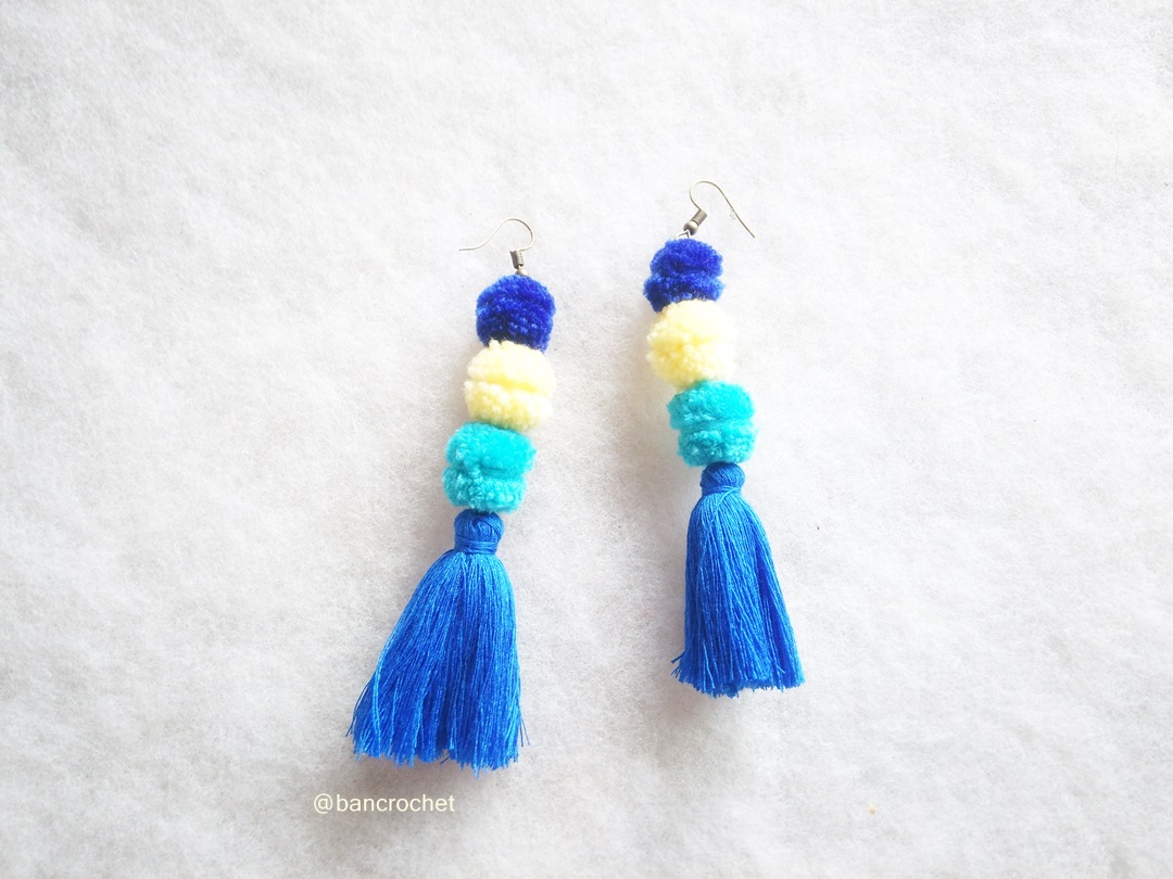 Bancrochet ต่างหูถักโครเชต์ crochet earring หลากสี 4-6 นิ้ว