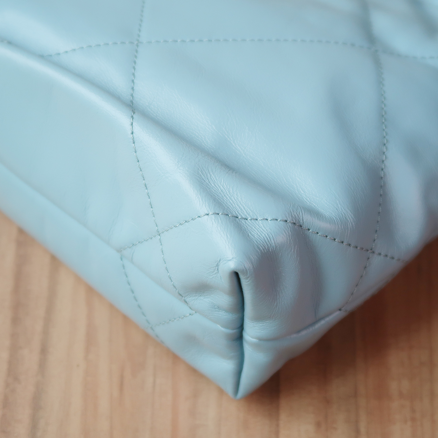 Chanel Blue Shiny Calfskin Mini 22 SHW