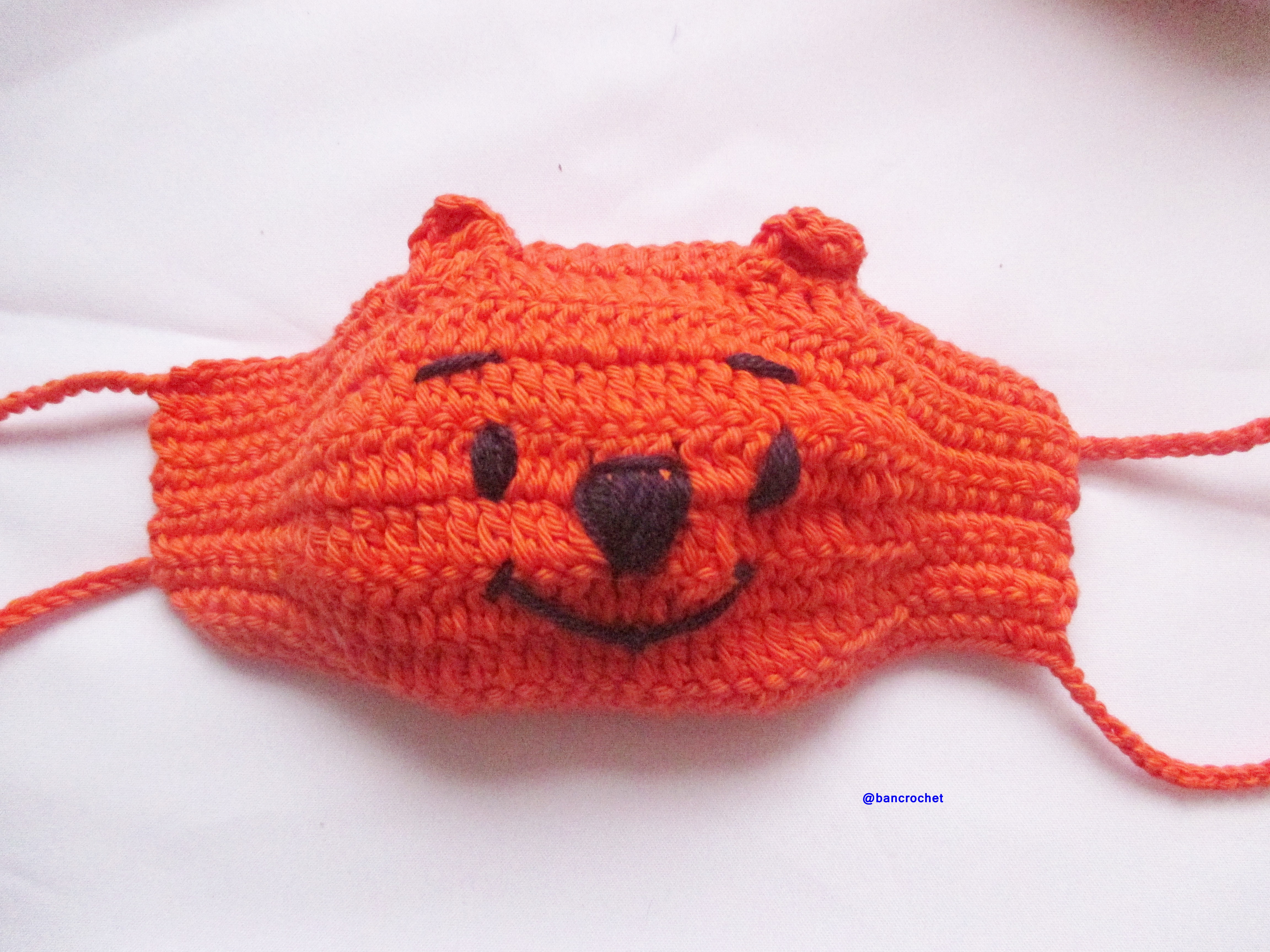 Bancrochet ผ้าปิดจมูกถักโครเชต์ ลายหมี Crochet mask fashion หลากสี 4 นิ้ว