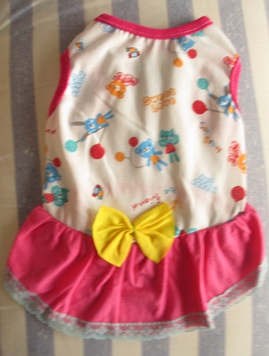 เสื้อน้องหมา-น้องแมวกระโปรงผ้ายืด คอ8" ยาว10" #444-019