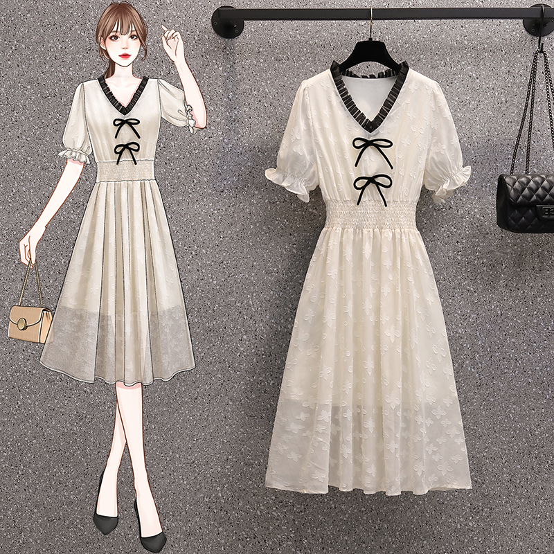 เดรสแขนสั้น มีไซส์ L-4XLอก 38-47 นิ้ว ใส่ได้ทั้งสาวหุ่นดีน่ารักจนถึงสาวอวบพลัสไซส์