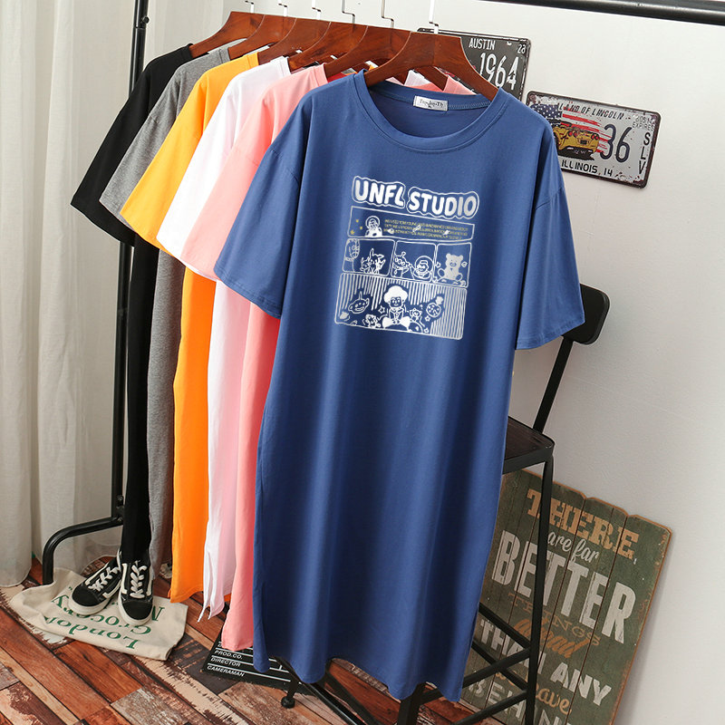 เดรสสไตล์เสื้อยืด S-3XL(อกเสื้อยืด 43- 51 นิ้ว)ใส่สบายๆอยู่บ้าน ใส่นอน
