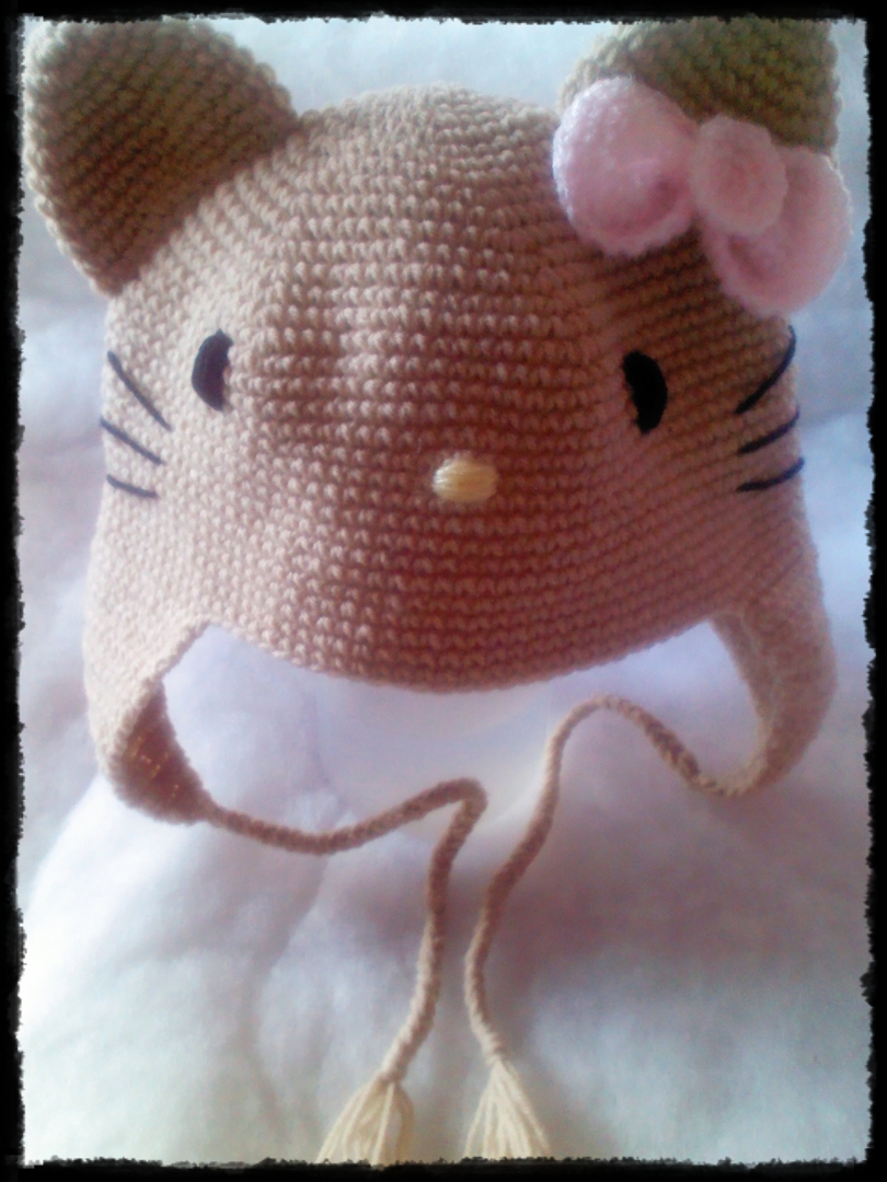 หมวกคิตตี้น้ำตาลมีเปีย