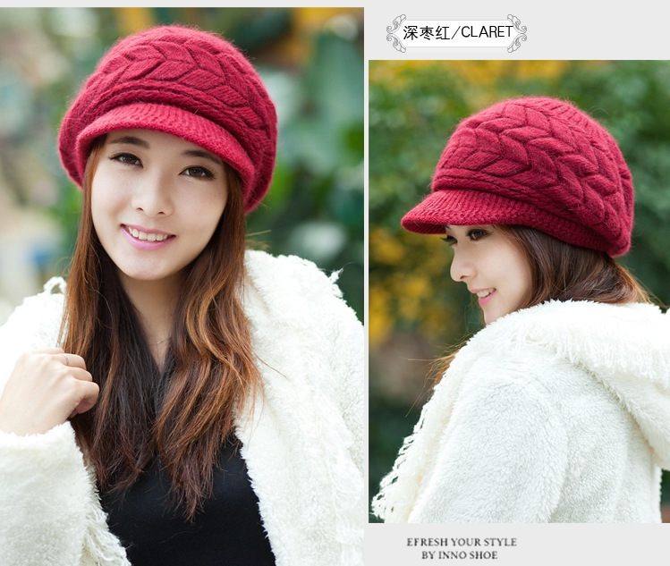 หมวกกันหนาว หมวกไหมพรมกันหนาวผู้หญิง ด้านในบุขนอุ่น แบบหวานๆ น่ารัก มีหลายสีให้เลือก พร้อมส่งจ้า