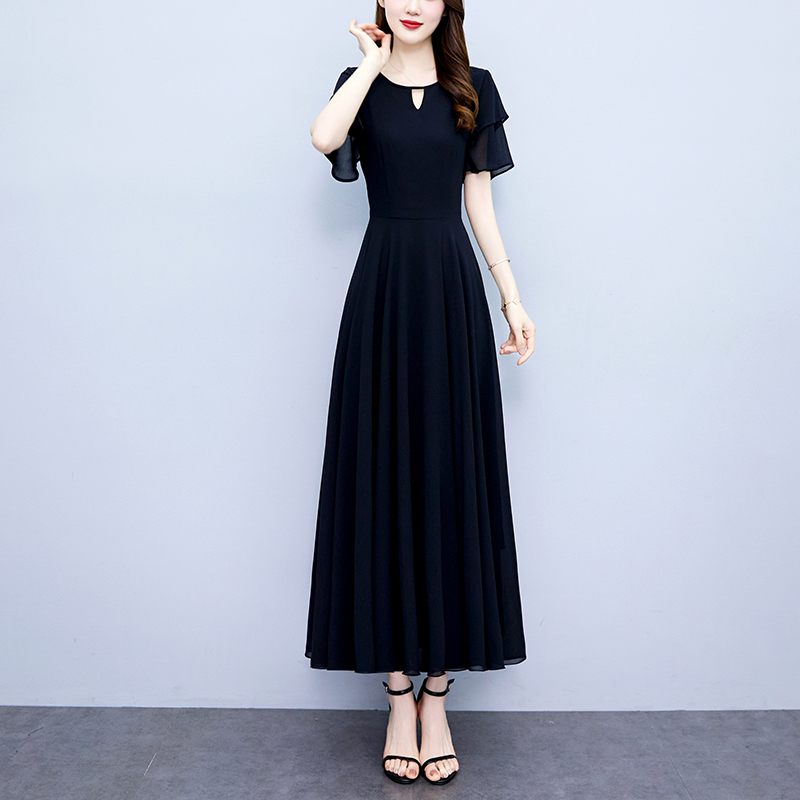 เดรสสีดำ ชุดเดรสคนอ้วน ชุดเดรสสาวพลัสไซส์ XL-5XL