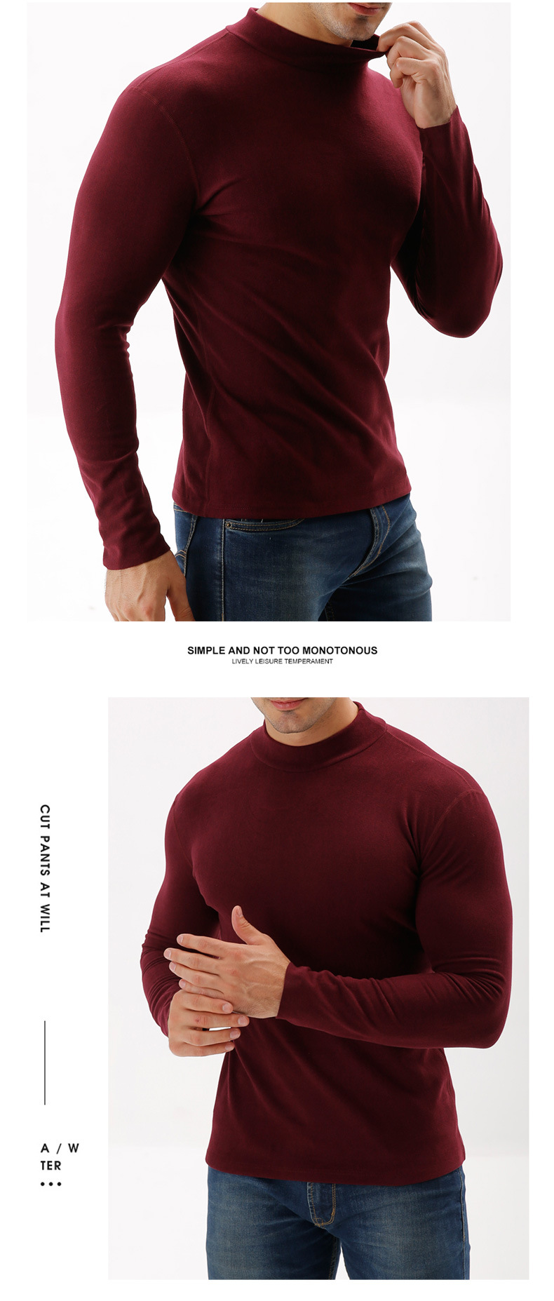 HEATTECH (ฮีทเทคชาย คอตั้ง) เสื้อแขนยาวเนื้อดี ใส่กันหนาว/เพิ่มความอุ่น ผ้าเนื้อแน่นนุ่ม ยืดได้เยอะ