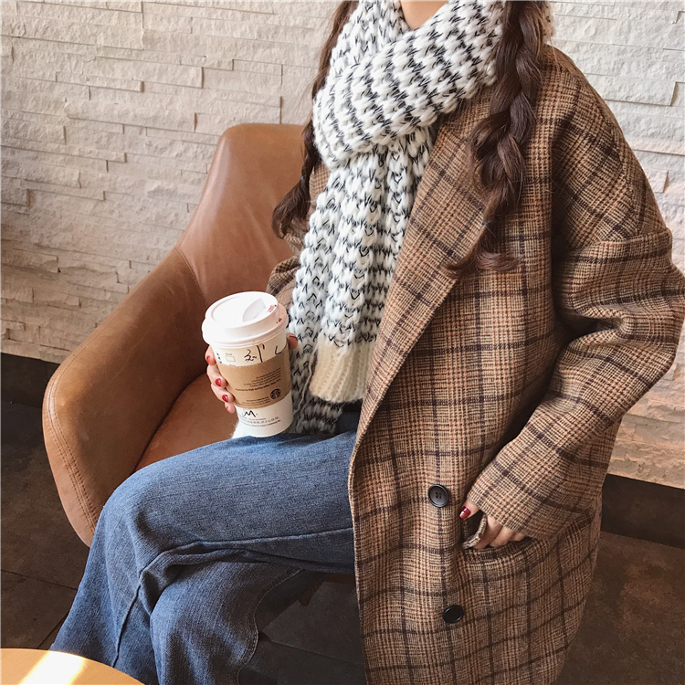 เสื้อคลุมกันหนาว สไตล์ญี่ปุ่น ผ้ากระสอบลายสก๊อต บุซับในกันลม ใครชอบแนวนี้ต้องรีบจัดเลยจ้า