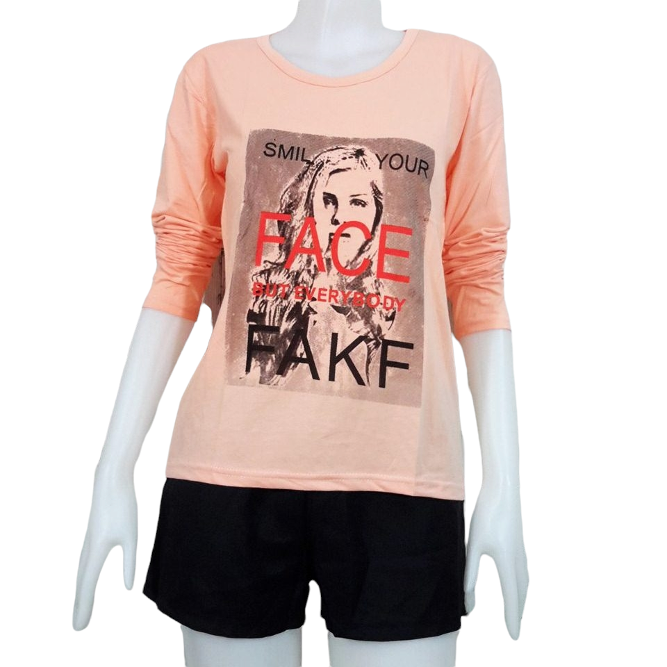 Blouse3668 เสื้อยืดแขนยาวสีพื้นสกรีนลายเก๋ๆ (มีหลายสีหลายลาย) ผ้าคอตตอนเนื้อดีนุ่มใส่สบาย งานดีแมทช์ง่าย แมทช์ได้ทั้งขาสั้นและขายาว