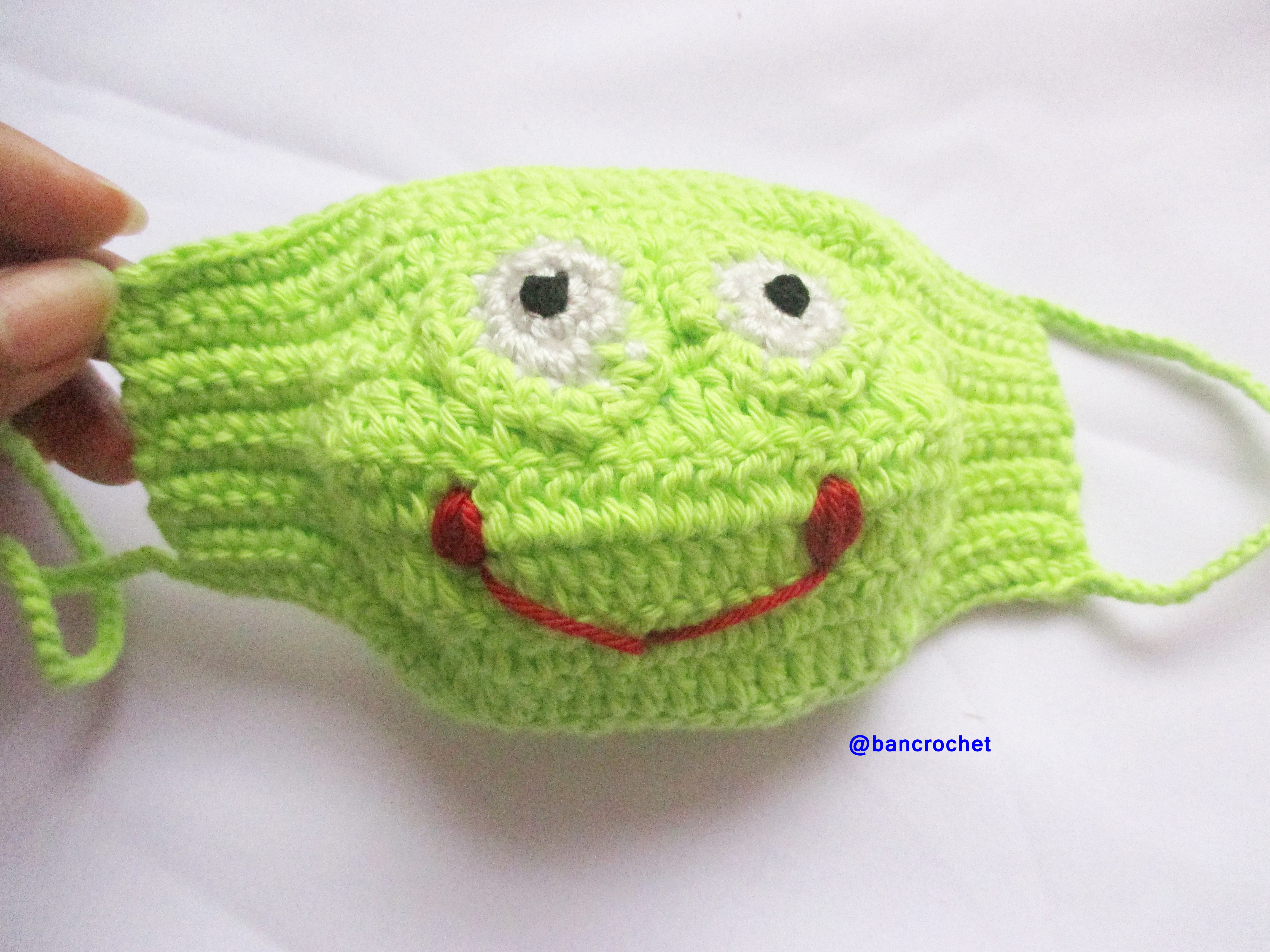 Bancrochet ผ้าปิดจมูกถักโครเชต์ ลายเคโระ Crochet mask fashion หลากสี 4 นิ้ว