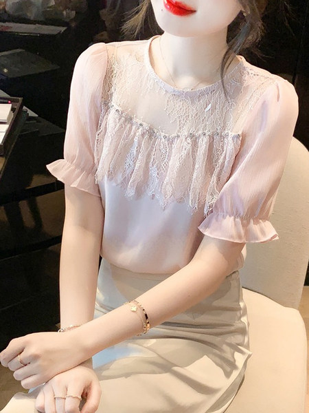 เสื้อลูกไม้ แขนสั้น
