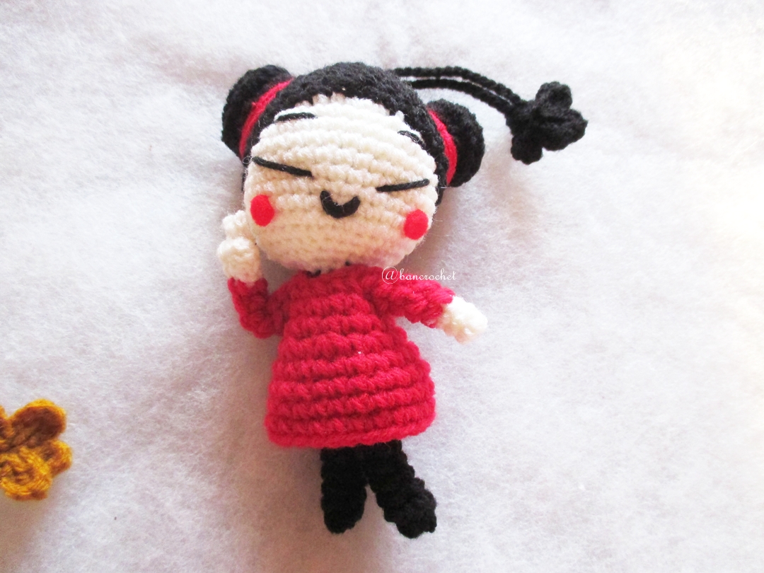 พวงกุญแจตุ๊กตาจีนถัก พวงกุญแจอาหมวยถักไหมพรม ขนาด 4 นิ้ว china doll crochet keychain 4 inch