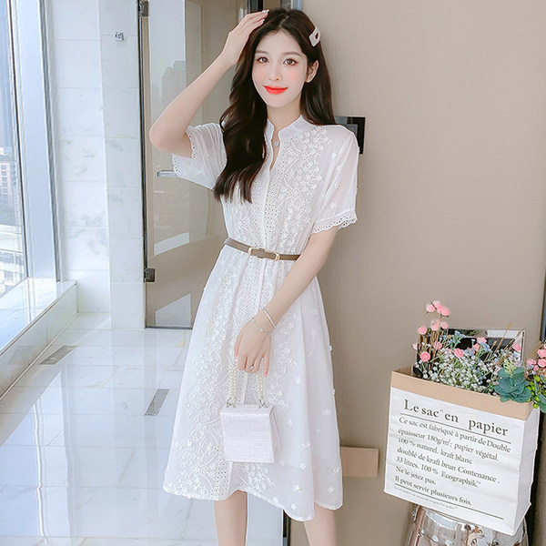 เดรสลูกไม้ เดรสชีฟองสวยๆ แขนสั้น By Meiyi women's clothing