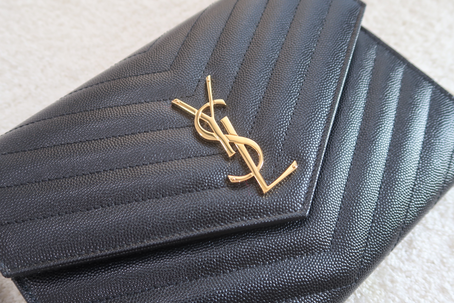 Saint Laurent Black Cassandre Matelasse Wristlet Pouch