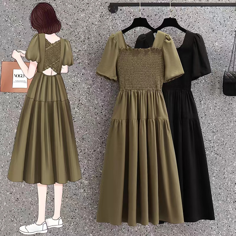 เดรสแขนสั้น มีไซส์ L-4XLอก 38-47 นิ้ว ใส่ได้ทั้งสาวหุ่นดีน่ารักจนถึงสาวอวบพลัสไซส์