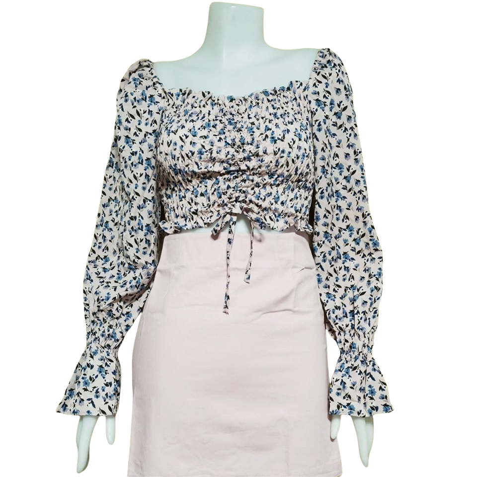 Blouse3892 รวมแบบเสื้อแฟชั่นวัยรุ่น เสื้อครอป เสื้อปาดไหล่ เสื้อสม็อค เสื้อรูดหน้า ผ้าไหมอิตาลี ผ้าชีฟอง งานแฟชั่นประตูน้ำ