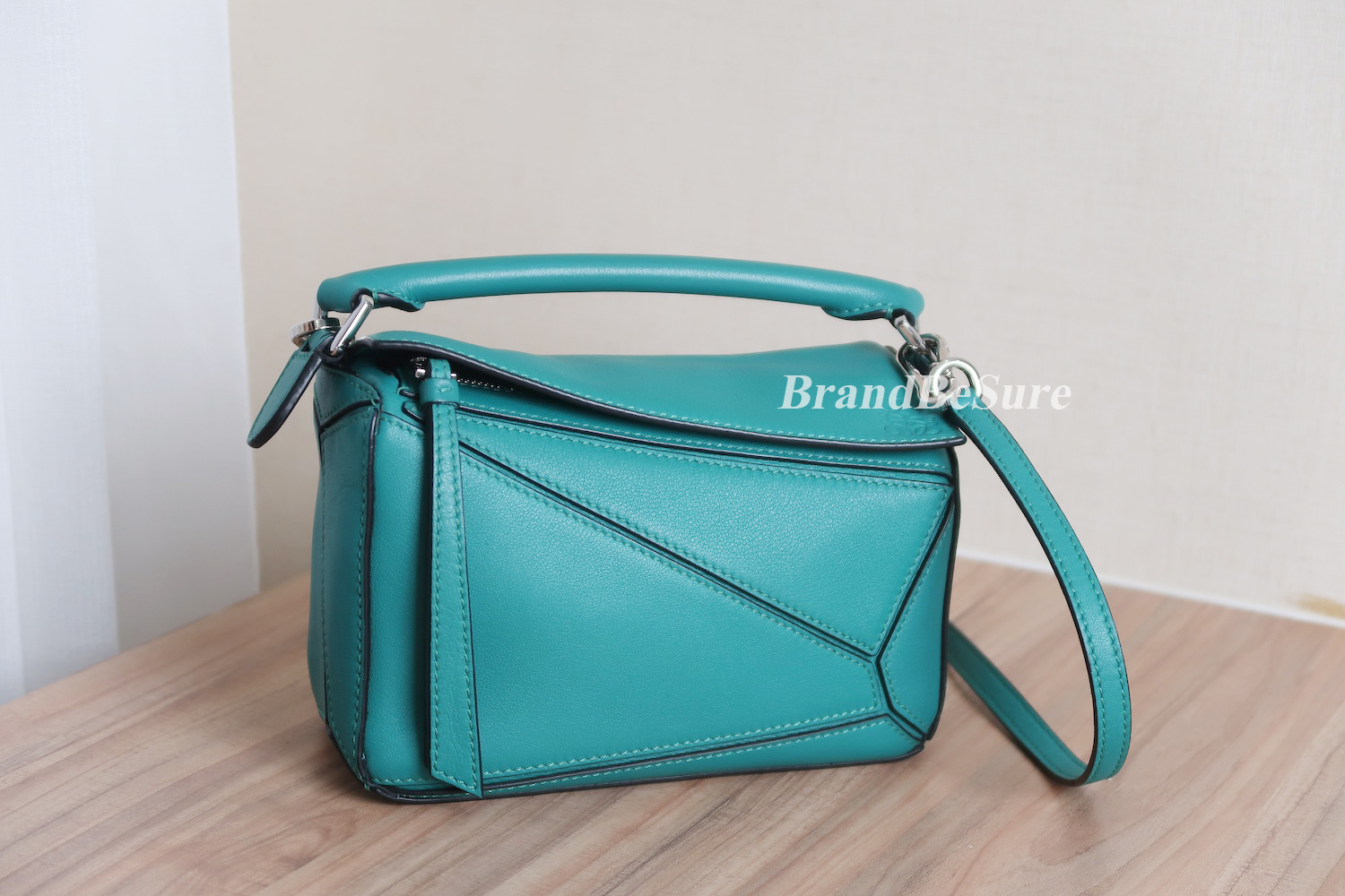 Loewe Emerald Green Calfskin Puzzle Mini SHW