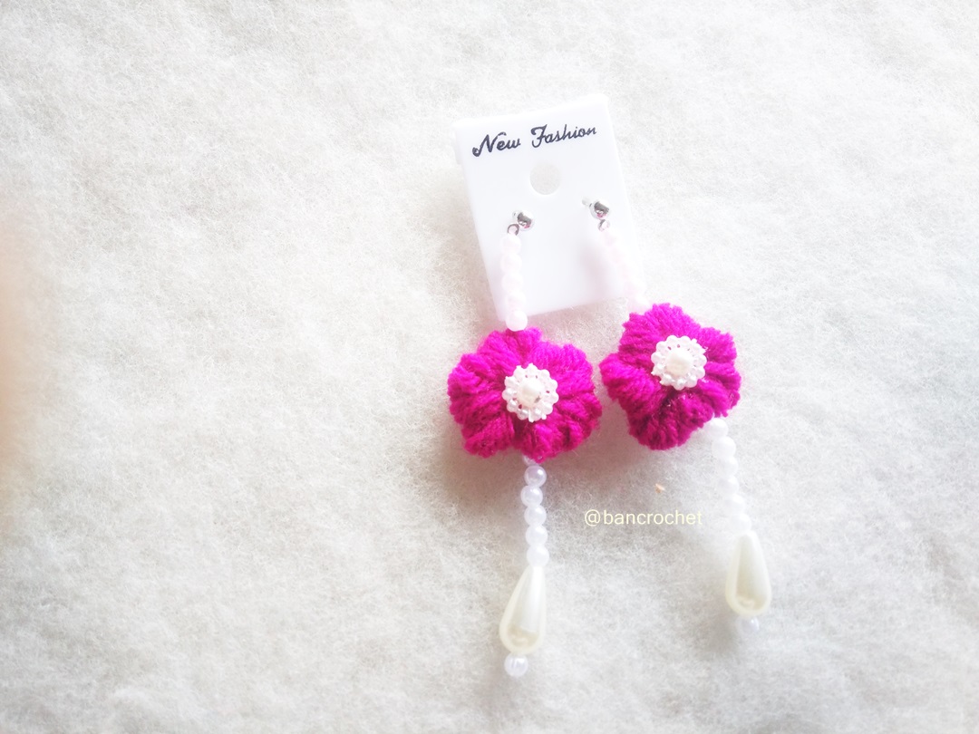 Bancrochet ต่างหูถักโครเชต์ crochet earrings หลากสี 4-6 นิ้ว