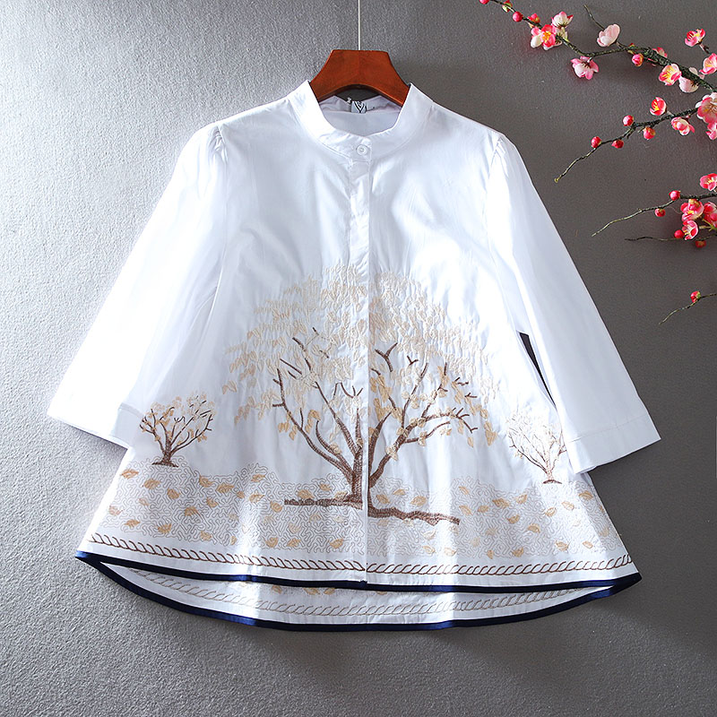 เสื้อลินิน เสื้อผ้าฝ้ายลินิน เสื้อเชิ้ตผ้าลินิน ปักลายสวยๆด้วยด้าย สไตล์VINTAGE BY Dreamroom