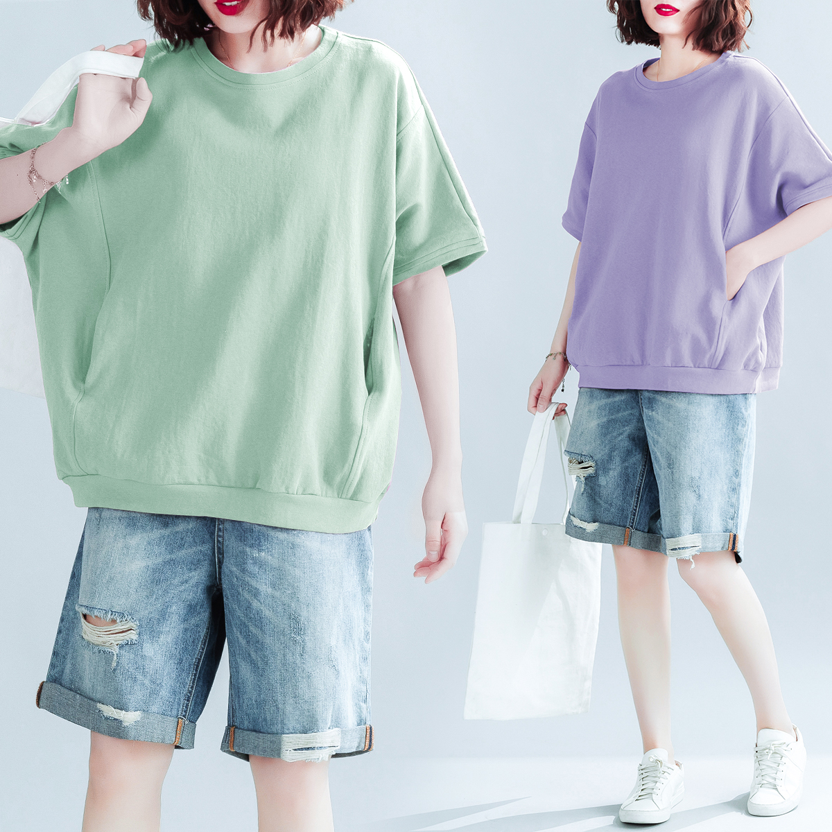 เสื้อลินินคนอ้วน เสื้อทีเชิ้ตคนอ้วนผู้หญิง เสื้อทีเชิ้ตตัวใหญ่ By Literary Plus size