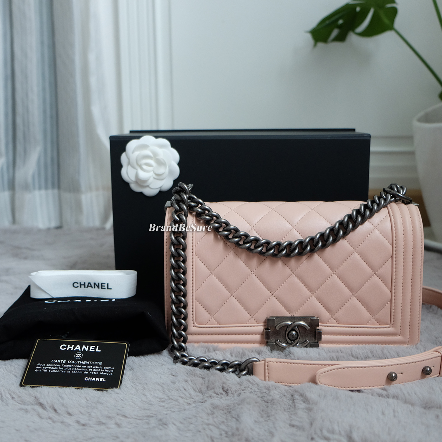 Chanel Nude Calf Leather Medium Boy 10" RHW