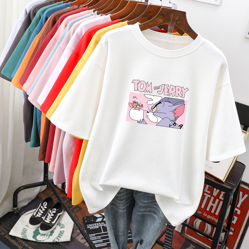 เสื้อยืดคอตตอน สกรีนลายน่ารัก มีหลากหลายสี ส่งฟรีทั่วไทย BY JIMIAO
