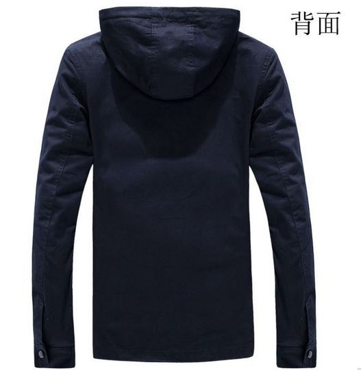 เสื้อ แจ็คเก็ต ผู้ชายแขนยาว ซิปหน้า เสื้อหมวก ผ้า cotton ผสม Lycra Cashmere เสื้อ Jacket แบบมีฮู้ด สีพื้น แบบผู้ใหญ่ เท่ ๆ 587734