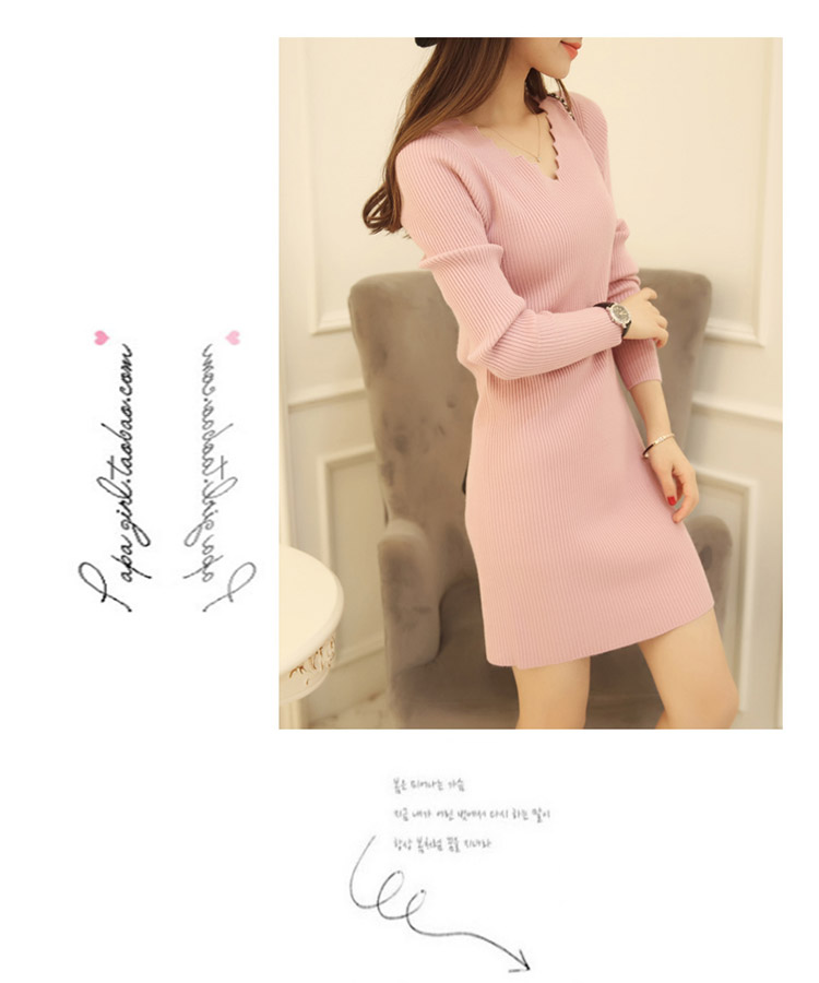 เสื้อไหมพรม ตัวยาว ผ้าร่อง คอวี พร้อมส่ง