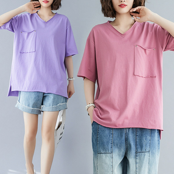 เสื้อยืดคนอ้วน สไตล์ญี่ปุ่น เสื้อยืดคนอ้วนผู้หญิง เสื้อทีเชิ้ตตัวใหญ่