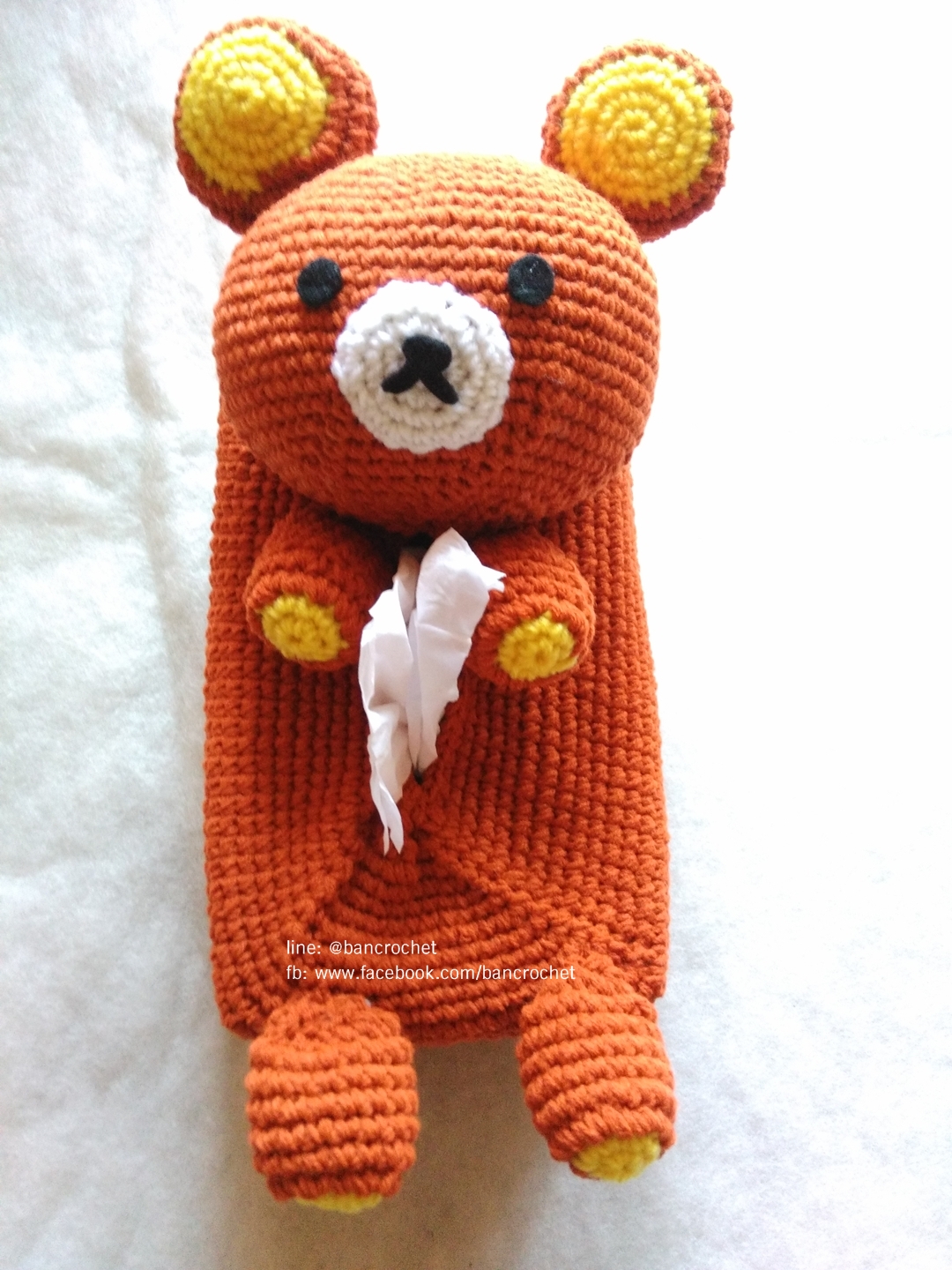 กล่องกระดาษทิชชูถักการ์ตูนลายคุมะ