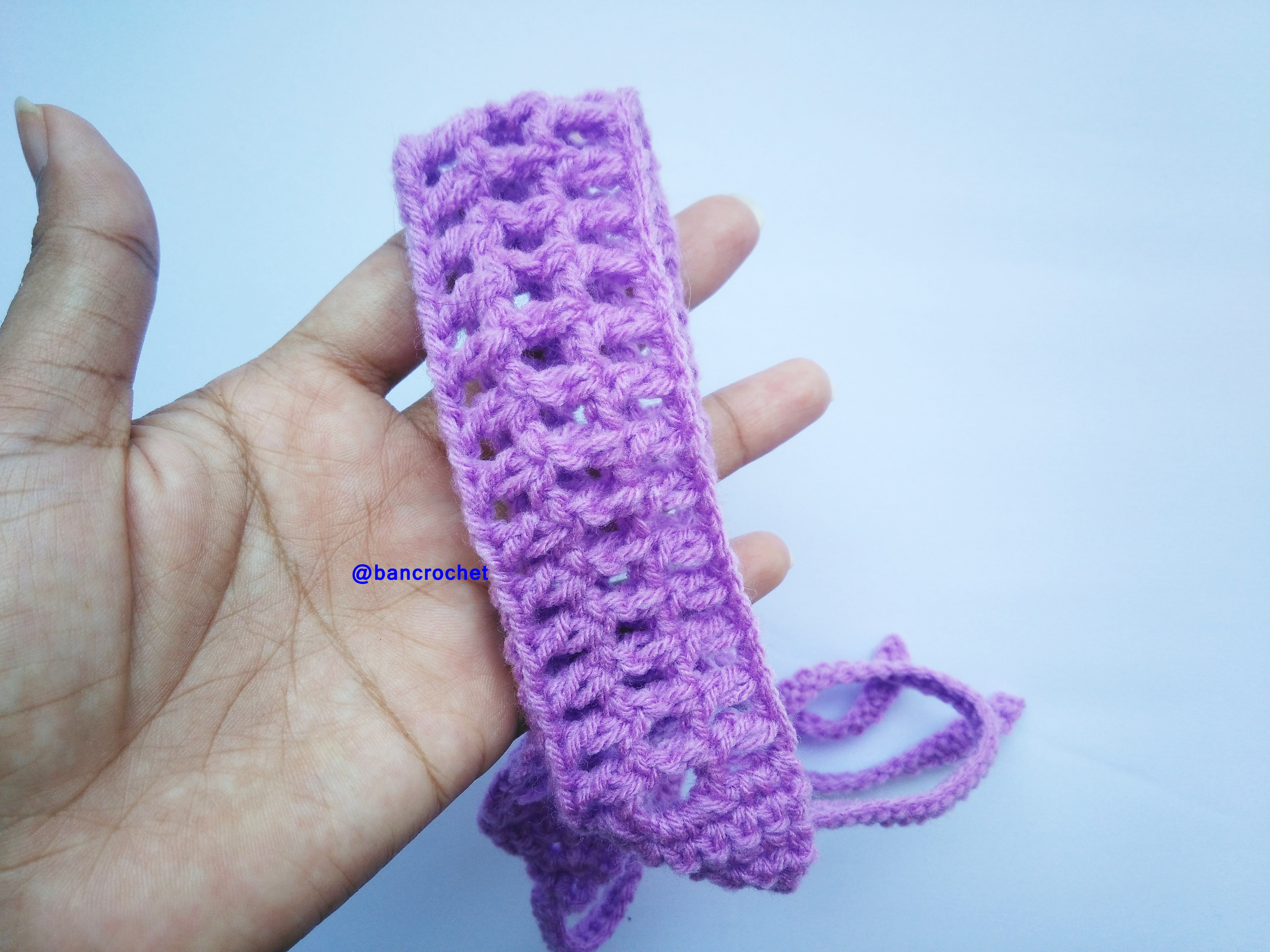 Bancrochet ที่คาดผมถักโครเชต์ crochet headband ม่วง 1-1.5*13 inch