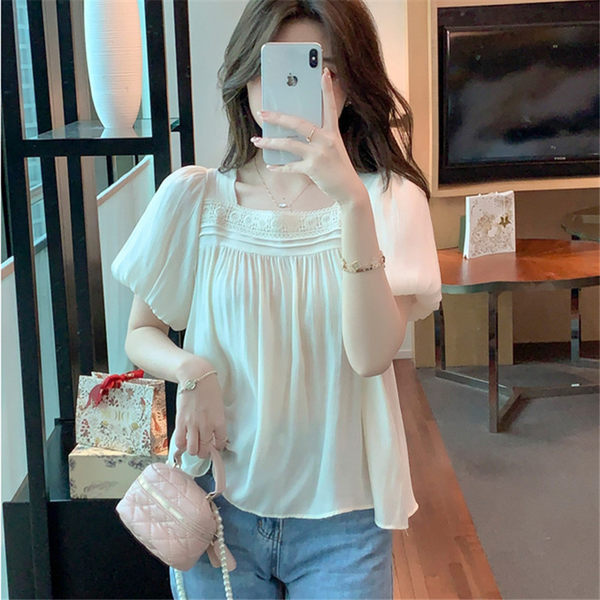เสื้อลูกไม้ แขนสั้น