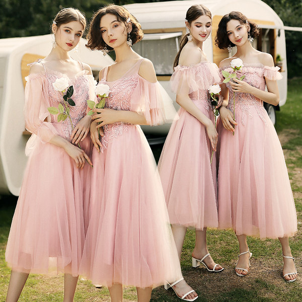 ชุดเพื่อนเจ้าสาวสีชมพู ชุดเพื่อนเจ้าสาว ชุดไปงานแต่งงาน