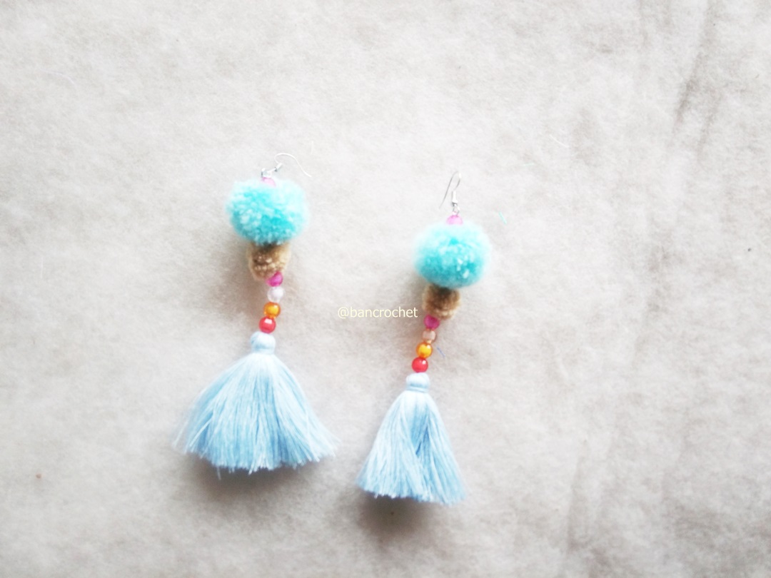 ต่างหูถักโครเชต์ crochet earrings หลากสี 4-6 นิ้ว