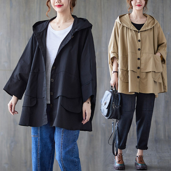 เสื้อทีเชิ้ตคนอ้วนผู้หญิงสไตล์คอตตอนลินินมีไซต์อก 47-48 นิ้ว