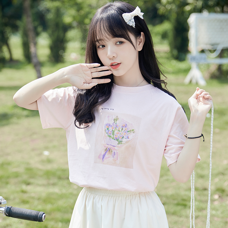 เสื้อผ้าวัยรุ่นเกาหลี เสื้อยืดวัยรุ่นผู้หญิง มีขนาด S M L XL