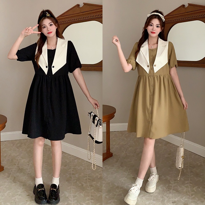 เดรสแขนสั้น มีไซส์ L-4XLอก 38-47 นิ้ว ใส่ได้ทั้งสาวหุ่นดีน่ารักจนถึงสาวอวบพลัสไซส์ จัดส่งฟรี! ทักแชทสั่งซื้อ