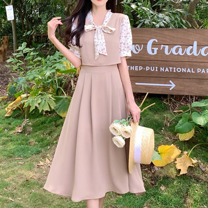 เดรสแขนสั้นมีไซส์L-4XLอก38-47นิ้ว